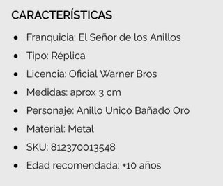 Anillo El Señor de los Anillos Negro/Dorado