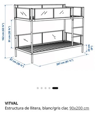 Litera infantil IKEA VITVAL 90x200 cm para 2 niños