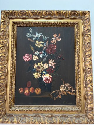 Pareja Cuadros Vintage Floral - Marco Dorado