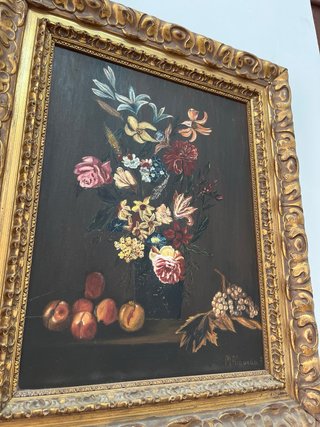 Pareja Cuadros Vintage Floral - Marco Dorado