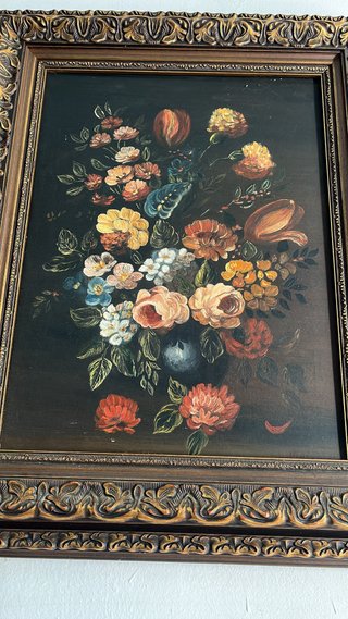 Pareja Cuadros Vintage Floral - Marco Dorado