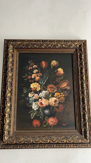 Pareja Cuadros Vintage Floral - Marco Dorado
