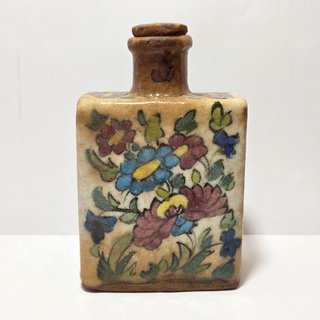 Antica Bottiglia Iznik Qajar Ceramica Smaltata