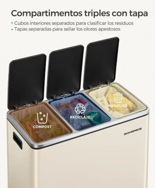 SONGMICS Cubo de Basura para Cocina 3 x 18 L