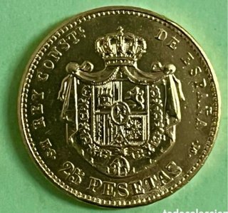 Moneda Alfonso XII 1885 Oro Puro