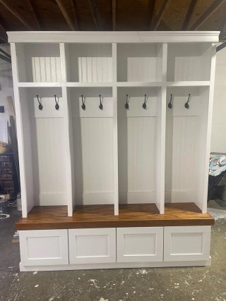 Mueble Perchero Artesanal Madera y Metal ingles