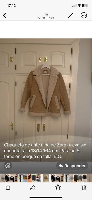 Chaqueta Zara ante niña talla 13/14