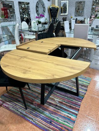 MESA EXTENSIBLE REDONDA  ESTILO INDUSTRIAL NUEVA