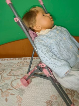 Muñeca Bebe con carrito de paseo