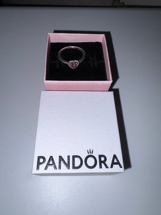 Anillo Pandora Corazón Rosa Plata