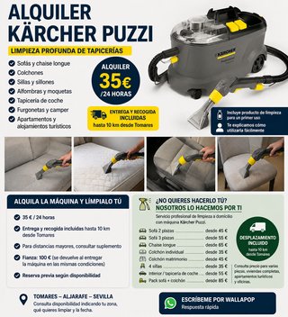 ALQUILER Kärcher Puzzi – Limpia sofás, colchones..