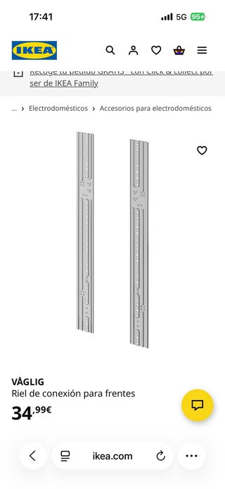 Riel conexión para frente lavavajillas IKEA VÅGLIG