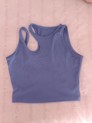 Top azul de tirantes asimétricos