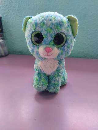 Peluche de gato azul y verde(Ty)