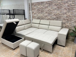 PRECIO ESPECIAL Rinconera beige + puff