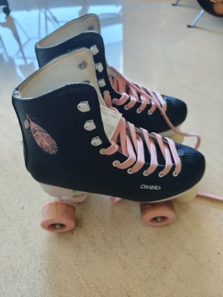 Patins 4 rodas Oxelo Azuis e Rosa