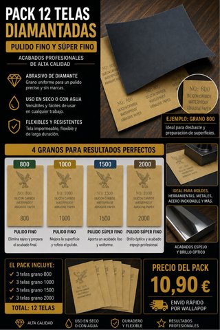 Pack 12 Telas Diamantadas 800/1000/1500/2000