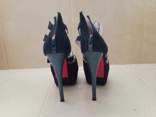 Sandalias de tacón plataforma azul oscuro glitter!