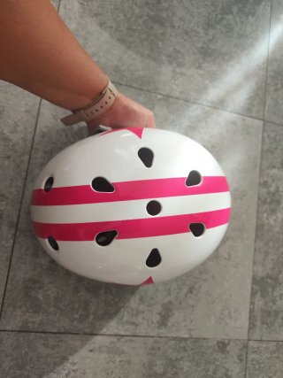 Casco B-TWIN niña blanco y rosa