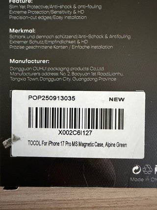 Funda Silicona TOCOL iPhone 17 PRO Verde