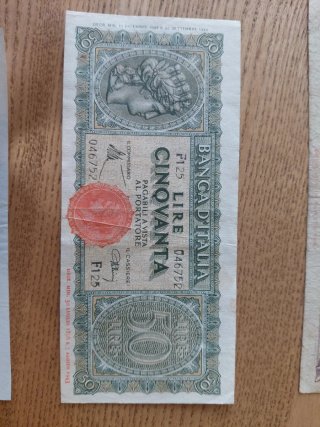Lotto Banconote Italiane Lira (100, 50, 500, 1000)