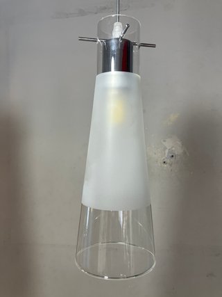Lampadario 3 luci vetri cono satinati/trasparenti