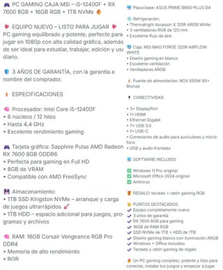 PC GAMING con CAJA MSI Blanca