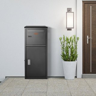Cajas de Entrega de Paquetes para Exterior 41.1x40.1x111.8 cm, Caja de Entrega de Paquetes de Acero Galvanizado con Cerradura Codificada, Baffle Antirrobo Removible, Caja de Entrega de Paquetes Im...