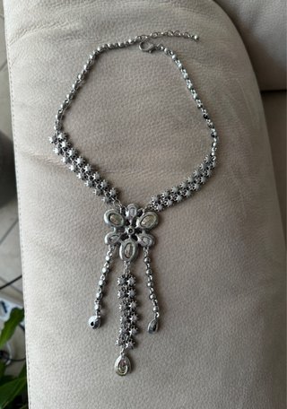 gothic romance silver&black crystal Y-Necklace