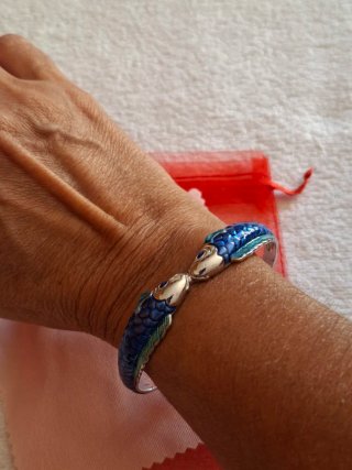 Pulsera pez esmaltada plata nueva