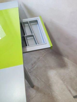 Mesa extensible cocina cristal verde
