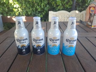 4 bottiglie vuote Corona Milano Cortina