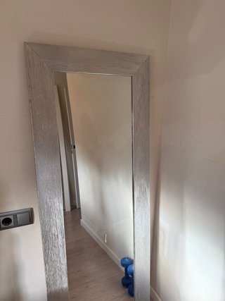 Espejo Decorativo plateado madera y cristal