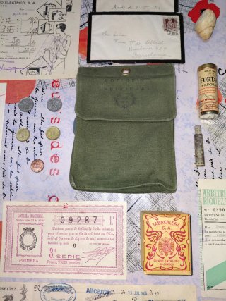 Lote antigüedades Billetes Documentos Militar Lata