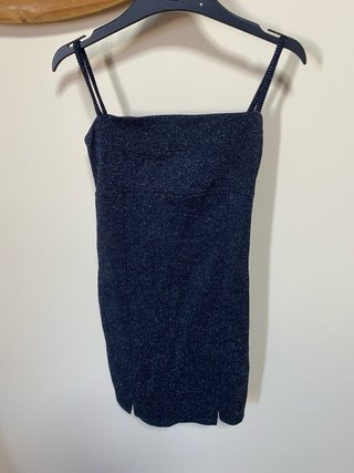 Vestido fiesta negro brillante S