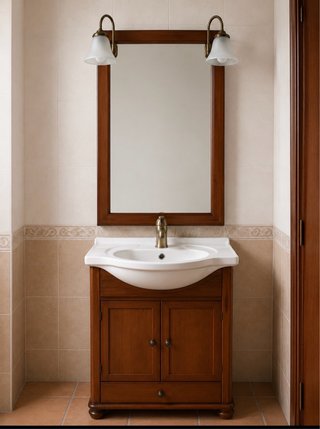 Mueble de baño completo madera y cerámica