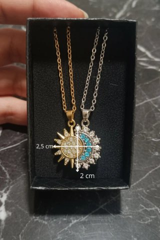 2 Collares Magnéticos Luna y Sol Acero Inoxidable