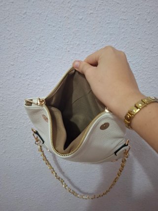 Bolso estilo Zadig & Voltaire dorado y blanco