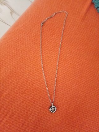 Collana Uomo Bussola Argento Nero