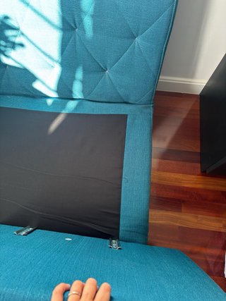 Sofá-cama azul de tela