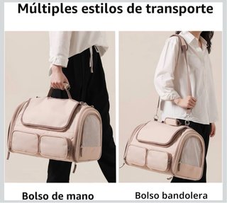 Transportín Gato FUKUMARU Beige/Rosa