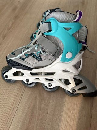 Patines oxelo en línea grises y turquesa