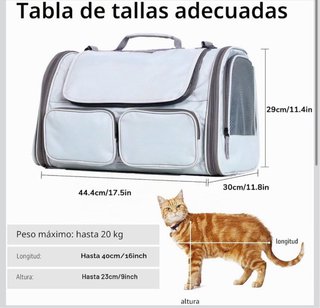 Transportín celeste gato FUKUMARU gris y blanco