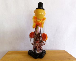 FIGURA PAYASO CRISTAL MURANO ITALY 1950s