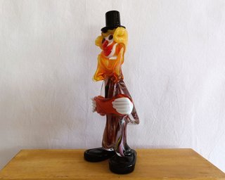 FIGURA PAYASO CRISTAL MURANO ITALY 1950s