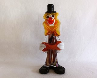 FIGURA PAYASO CRISTAL MURANO ITALY 1950s