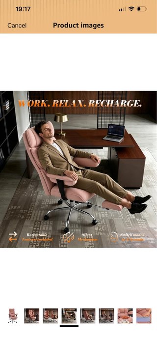 Silla de oficina reclinable rosa con reposapiés