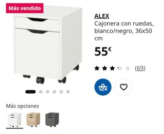 Cajonera oficina blanca con ruedas