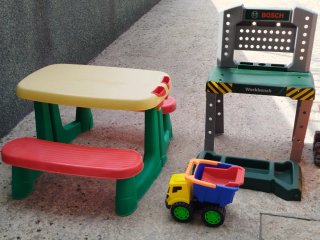 Lote tobogán infantil piscina/jardín + banco
