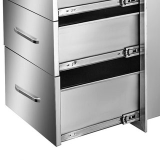 Cajones de Cocina Exterior 14" W x 20.3" H x 23" D, Cajones de BBQ de Acceso Triple Montados a Ras de Acero Inoxidable con Mango, Cajones para Isla de BBQ para Cocinas Exteriores o Estación de Par...